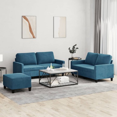 Juego de sofás con cojines 3 piezas terciopelo azul de , Sofás - Ref: Foro24-3201515, Precio: 525,27 €, Descuento: %