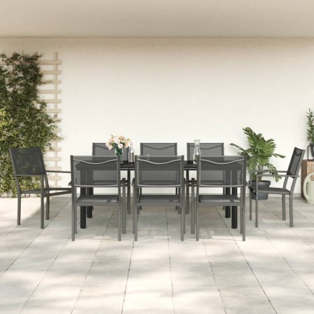 Juego de comedor para jardín 9 piezas acero y textilene negro de , Conjuntos de jardín - Ref: Foro24-3200733, Precio: 641,25 ...