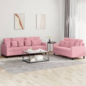 Juego de sofás con cojines 2 piezas terciopelo rosa de , Sofás - Ref: Foro24-3201723, Precio: 546,06 €, Descuento: %