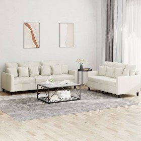 Juego de sofás con cojines 2 piezas terciopelo crema de , Sofás - Ref: Foro24-3201728, Precio: 550,99 €, Descuento: -5%%