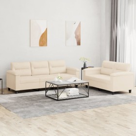 Juego de sofás con cojines 2 piezas tela microfibra beige de , Sofás - Ref: Foro24-3202343, Precio: 625,28 €, Descuento: -5%%