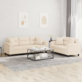 Juego de sofás con cojines 2 piezas tela microfibra beige de , Sofás - Ref: Foro24-3202355, Precio: 632,13 €, Descuento: -5%%