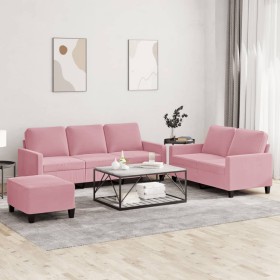 Juego de sofás con cojines 3 piezas terciopelo rosa de , Sofás - Ref: Foro24-3201529, Precio: 577,39 €, Descuento: %