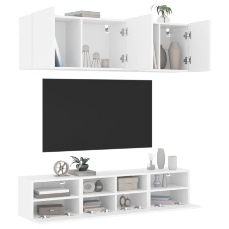 Muebles de TV de pared 5 piezas madera de ingeniería blanco de , Muebles TV - Ref: Foro24-3216511, Precio: 159,02 €, Descuent...