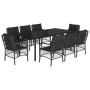 Set de comedor de jardín 9 pzas y cojines ratán sintético negro de , Conjuntos de jardín - Ref: Foro24-3212109, Precio: 973,1...