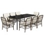 Set comedor para jardín 9 pzas y cojines ratán sintético marrón de , Conjuntos de jardín - Ref: Foro24-3212123, Precio: 950,8...