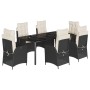 Set de comedor de jardín 7 pzas y cojines ratán sintético negro de , Conjuntos de jardín - Ref: Foro24-3213171, Precio: 1,00 ...