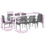 Set comedor jardín 9 pzas y cojines ratán sintético gris de , Conjuntos de jardín - Ref: Foro24-3213623, Precio: 655,57 €, De...