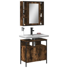 Set de muebles baño 2 pzas madera contrachapada roble ahumado de , Muebles de baño - Ref: Foro24-3214717, Precio: 113,63 €, D...