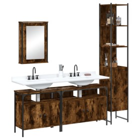 Set de muebles baño 4 pzas madera contrachapada roble ahumado de , Muebles de baño - Ref: Foro24-3214807, Precio: 212,08 €, D...