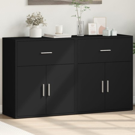 Aparador de madera de ingeniería 2 uds negro 60x31x70 cm de , Aparadores - Ref: Foro24-3276547, Precio: 157,31 €, Descuento: ...