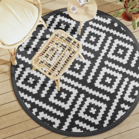 Alfombra de exterior ARAKIL blanco y negro Ø160 cm PP de , Protectores para exterior - Ref: Foro24-368579, Precio: 30,53 €, D...