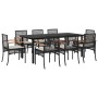 Set de comedor de jardín 9 pzas y cojines ratán sintético negro de , Conjuntos de jardín - Ref: Foro24-3213609, Precio: 607,3...