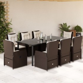Set comedor para jardín 9 pzas y cojines ratán sintético marrón de , Conjuntos de jardín - Ref: Foro24-3262853, Precio: 1,00 ...