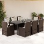 Set comedor para jardín 9 pzas y cojines ratán sintético marrón de , Conjuntos de jardín - Ref: Foro24-3262853, Precio: 1,00 ...