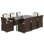 Set comedor para jardín 9 pzas y cojines ratán sintético marrón de , Conjuntos de jardín - Ref: Foro24-3262853, Precio: 1,00 ...