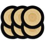 Mantel individual redondo 6 uds yute algodón natural negro 38cm de , Manteles individuales - Ref: Foro24-133857, Precio: 31,3...