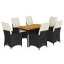 Set de comedor de jardín 7 pzas y cojines ratán sintético negro de , Conjuntos de jardín - Ref: Foro24-3276683, Precio: 787,8...