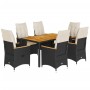 Set de comedor de jardín 7 pzas y cojines ratán sintético negro de , Conjuntos de jardín - Ref: Foro24-3276835, Precio: 762,2...