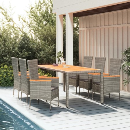Set comedor jardín 7 pzas y cojines ratán sintético gris de , Conjuntos de jardín - Ref: Foro24-3157542, Precio: 600,81 €, De...