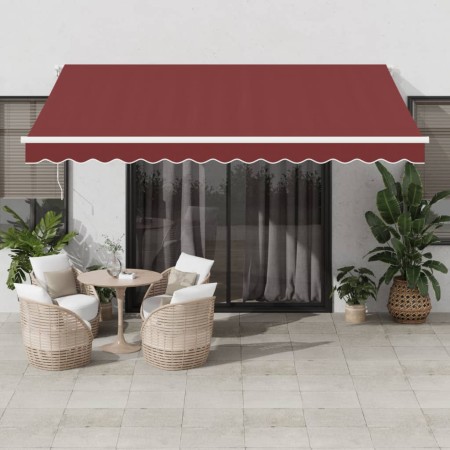 Toldo retráctil automático con luces LED burdeos 400x300 cm de , Toldos - Ref: Foro24-3214975, Precio: 620,25 €, Descuento: %