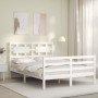 Estructura de cama con cabecero madera maciza blanco 140x190 cm de vidaXL, Camas y somieres - Ref: Foro24-3194422, Precio: 13...