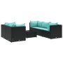 Set muebles de jardín 6 piezas y cojines ratán sintético negro de , Conjuntos de jardín - Ref: Foro24-3308020, Precio: 458,99...