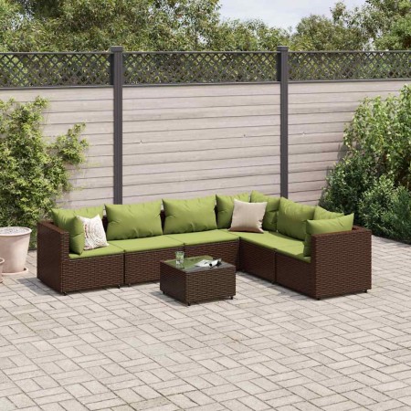 Set muebles de jardín 7 piezas y cojines ratán sintético marrón de , Conjuntos de jardín - Ref: Foro24-3308150, Precio: 532,6...