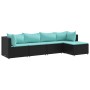 Set de muebles de jardín 5 pzas y cojines ratán sintético negro de , Conjuntos de jardín - Ref: Foro24-3308060, Precio: 346,7...