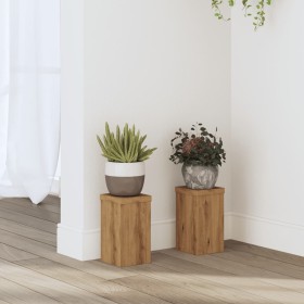 Soportes de plantas 2 uds madera roble artisian 10x10x18 cm de , Soportes para macetas - Ref: Foro24-852887, Precio: 19,02 €,...