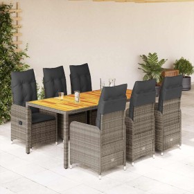 Mesita y sillas jardín 7 piezas y cojines ratán sintético gris de , Conjuntos de jardín - Ref: Foro24-3277025, Precio: 842,26...