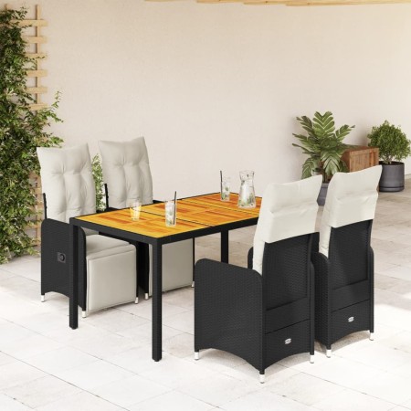 Mesita y sillas jardín 5 pzas y cojines ratán sintético negro de , Conjuntos de jardín - Ref: Foro24-3277129, Precio: 656,09 ...