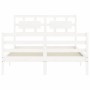 Estructura de cama con cabecero madera maciza blanco 140x190 cm de vidaXL, Camas y somieres - Ref: Foro24-3194422, Precio: 13...