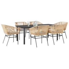 Juego de comedor de jardín 7 pzas con cojines ratán PE marrón de , Conjuntos de jardín - Ref: Foro24-3334623, Precio: 593,09 ...