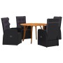 Conjunto de Comedor de Jardín de 5 Piezas con Cojines Negro Ratán Poliéster Acacia de , Mesas de jardín - Ref: Foro24-3172822...