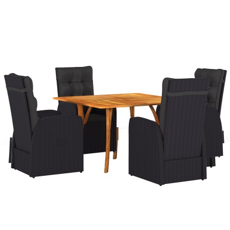 Juego de Comedor de Jardín de 5 Piezas con Cojines Ratán Negro Acacia de , Mesas de jardín - Ref: Foro24-3172823, Precio: 839...