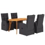 Conjunto de Comedor de Jardín de 5 Piezas con Cojines Negro Ratán Acacia de , Mesas de jardín - Ref: Foro24-3172824, Precio: ...