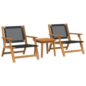Juego de Sillas de Jardín con Mesa 3 pcs Negra de Madera Sólida de Acacia de , Sillas de jardín - Ref: Foro24-3214433, Precio...