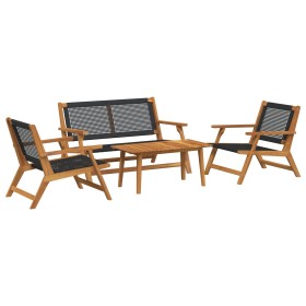 Sillas de jardín con mesa de 4 piezas en negro de madera de acacia de , Sillas de jardín - Ref: Foro24-3214441, Precio: 322,0...