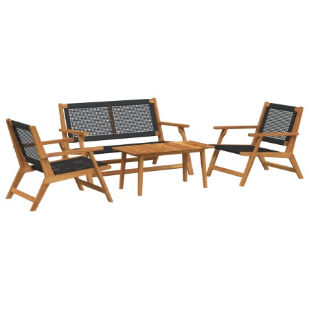 Sillas de jardín con mesa de 4 piezas en negro de madera de acacia de , Sillas de jardín - Ref: Foro24-3214441, Precio: 322,0...