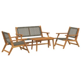 Sillas de jardín con mesa de 4 piezas en gris de madera maciza de acacia de , Sillas de jardín - Ref: Foro24-3214442, Precio:...