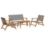 Set de 4 sillas de jardín con mesa en negro y blanco, de madera maciza de acacia de , Sillas de jardín - Ref: Foro24-3214444,...
