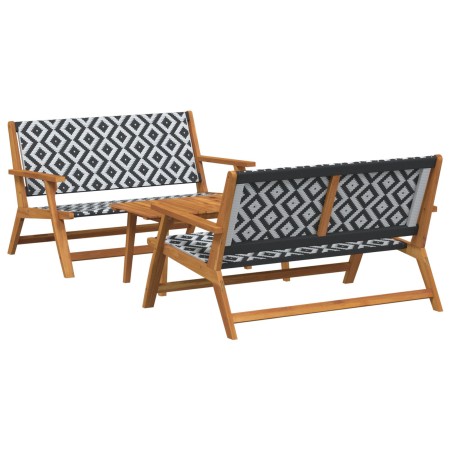 Sillas de jardín con mesa de 3 piezas en negro y blanco de madera maciza de acacia de , Sillas de jardín - Ref: Foro24-321445...