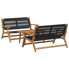 Sillas de Jardín con Mesa de 3 Piezas Negra de Madera Sólida de Acacia de , Sillas de jardín - Ref: Foro24-3214453, Precio: 3...