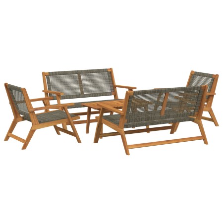 Sillas de jardín con mesa de 5 piezas en gris, de madera maciza de acacia de , Sillas de jardín - Ref: Foro24-3214458, Precio...