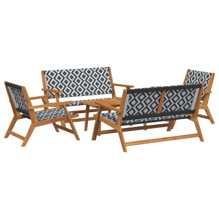 Juego de sillas y mesa de jardín 5 pcs en negro y blanco de madera de acacia de , Sillas de jardín - Ref: Foro24-3214460, Pre...