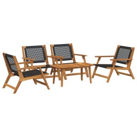 Juego de Sillas de Jardín con Mesa de 5 piezas, Negro, Madera Maciza de Acacia de , Sillas de jardín - Ref: Foro24-3214465, P...