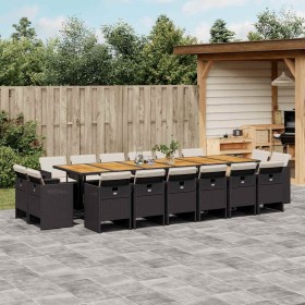 Set de muebles jardín 17 pzas con cojines ratán sintético negro en Conjuntos de jardín | Comprar online en Foru.es