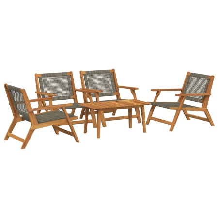 Set de sillas de jardín con mesa de 5 piezas en gris de madera de acacia de , Sillas de jardín - Ref: Foro24-3214466, Precio:...