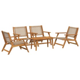 sillas de jardín con mesa 5 pcs Beige Madera maciza de Acacia de , Sillas de jardín - Ref: Foro24-3214467, Precio: 367,03 €, ...